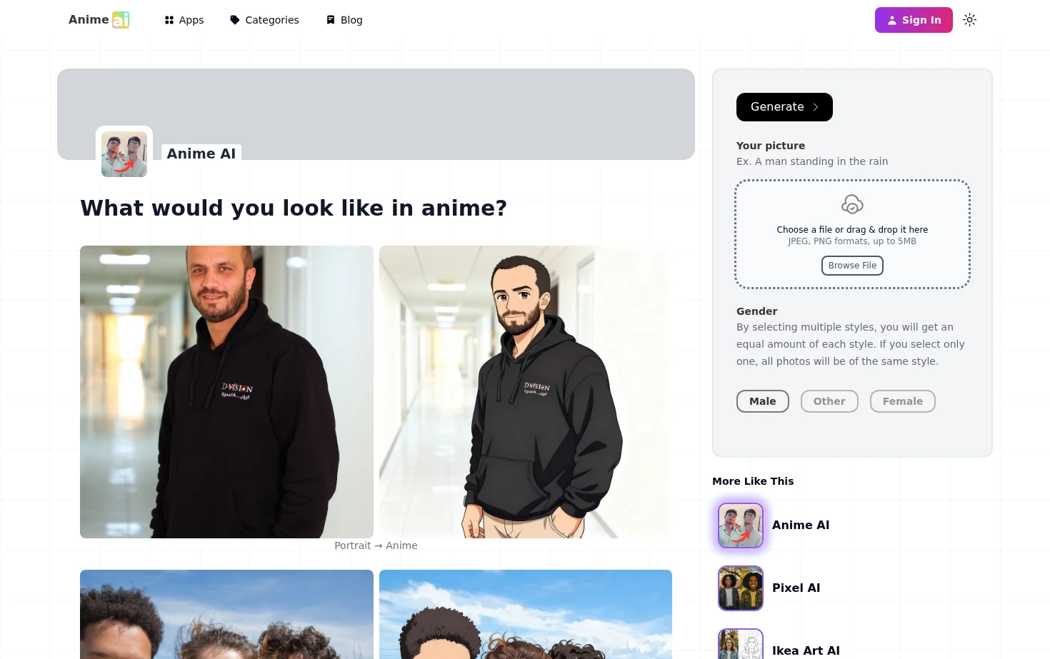 AnimeAI 页面快照